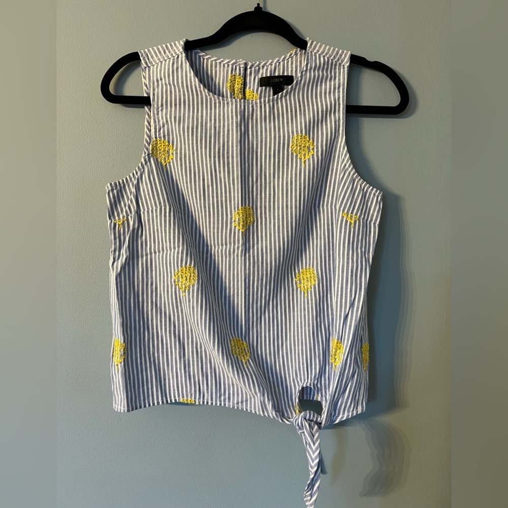 J. Crew pineapple embroidered stripe shirt